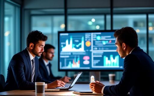 Consultants analyzing data charts