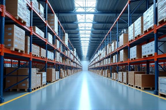 Modern warehouse with automated systems
