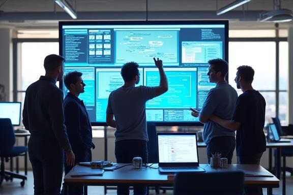 Team of software developers collaborating in an office